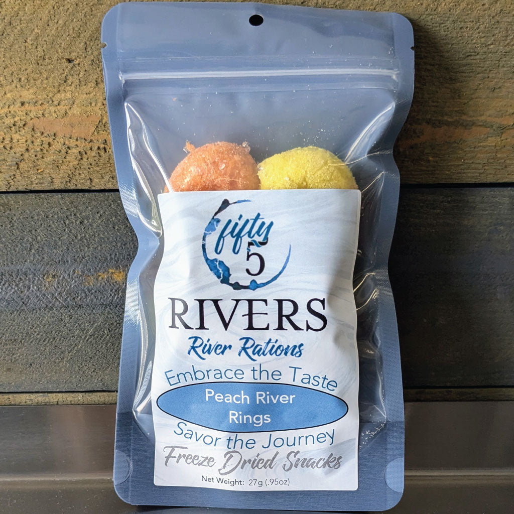 Freeze dried peach gummy rings